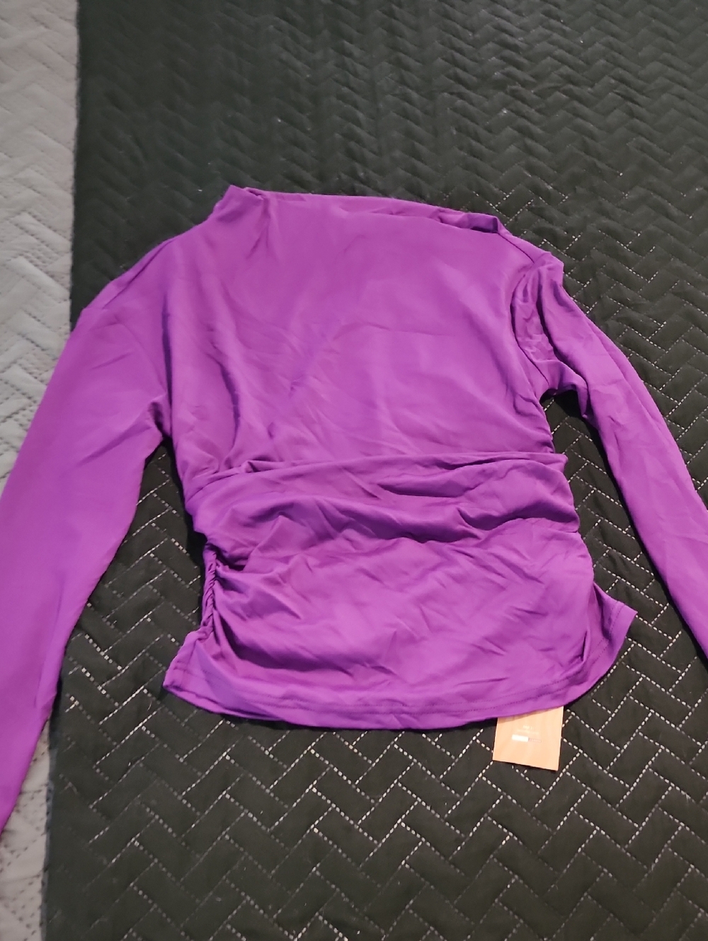 SHEIN Bright Purple Long Sleeve Ruched Side Top